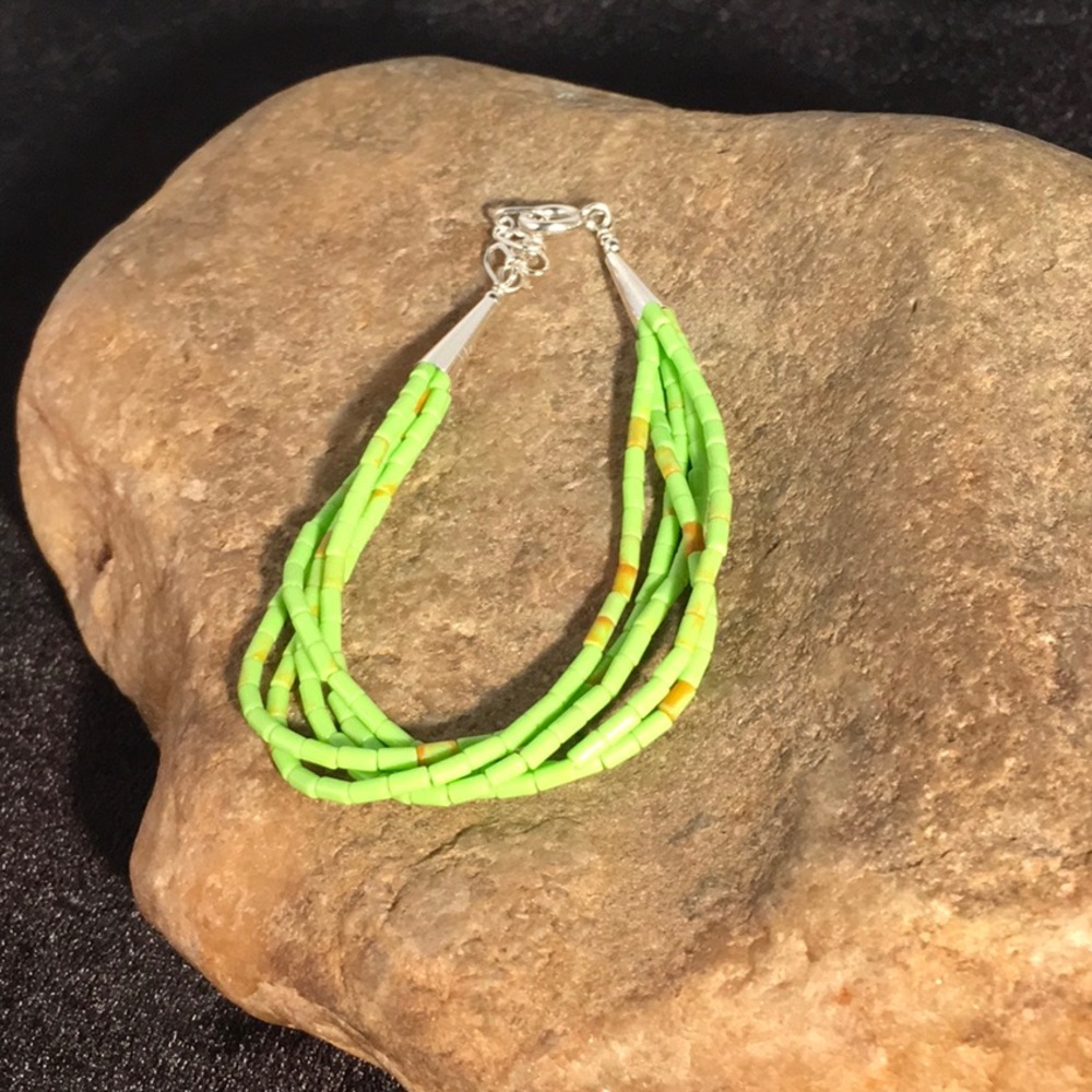 Green Gaspeite Sterling Silver bracelet